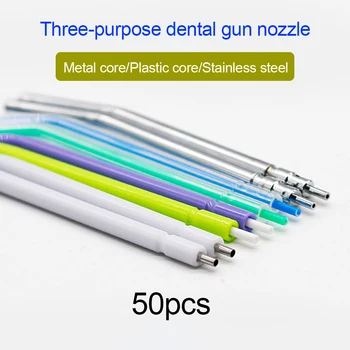 50pcs Dental Bicos Dicas para 3-Way Dental de Água do Ar da Seringa Tríplice Arma de Pulverizador Handpiece Dentista Ferramentas de Odontologia de Material