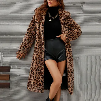 Casaco de leopardo 2022 Novas Mulheres Faux Fur Casaco de Luxo Inverno Quente Luxuoso Casaco de Moda de peles artificiais Feminino outwear de Alta Qualidade Superior