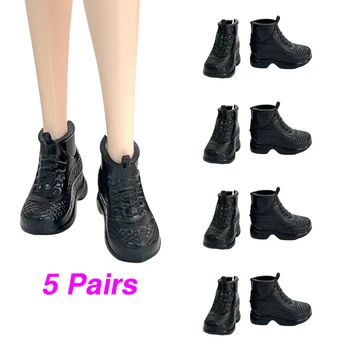 NK 5 Pares/Set 1/6 Boneca Sapatos Preto Sapatos Desportivos da Moda de Sandálias Para a Boneca Barbie Acessórios da Menina DIY Brinquedo