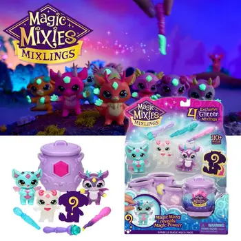 Magia Mixies Mixlings Brilho Magia Mega Pack 4 Varinha Mágica Revela a Magia Poweranime Coleção de Brinquedos de Figuras Modelo de Brinquedo para Criança