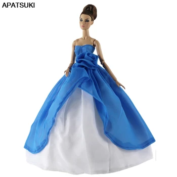 Rosa azul, Off Ombro do Vestido de Casamento para Bonecas Barbie Vestido de Festa Vestidos de Roupas de Vestuário 1/6 BJD Bonecas Acessórios de DIY