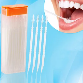 50pcs/caixa de Dupla Cabeça de Fio Dental Interdental Palito de dente Fio dental Escolher Escova de Dentes Vara Dental Oral Cuidados com Palitos de dente Venda Quente