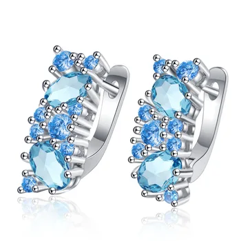 BABYLLNT Novo 925 Brincos de Prata, Azul Zircónio Brincos de Diamante Para as Mulheres do Casamento Jóias de Casamento Presente