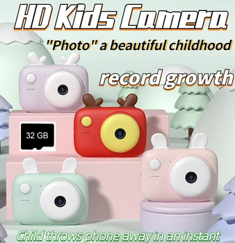 Crianças Câmera Crianças Digital Mini Câmera Menina Menino de Presente de Aniversário, Gravador de Vídeo da Câmera 32GB Doces Foto Ultra Claro Brinquedo Educativo