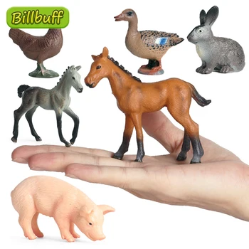 2pcs de Simulação de Fazenda Modelo Animal Coelho Sólido Aves Cavalo, Porco, Pato Figuras Início de brinquedos Educativos para crianças de presente de Natal