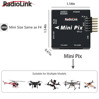 Radiolink Mini PIX V1.2 Controlador de Vôo M8N GPS TS100 Matek Gps Mesmo Como Pixhawk FC para FPV Racing Drone Helicóptero Avião