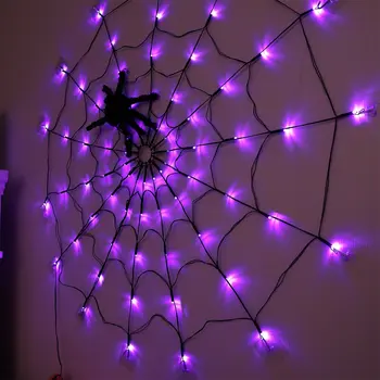 Halloween teia de Aranha Luzes LED de Exterior para o Pátio Aranha de Jardim Medo Adereços Decorativos Roxo Cadeia de Luz com Controle Remoto
