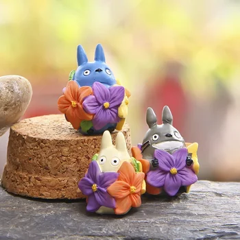 Resina De Miyazaki Totoro Ornamentos De Figuras De Animais Miniaturas Sala De Estar, Quarto De Estudo Escritório De Decoração De Jardim De Artesanato Presentes De Casa