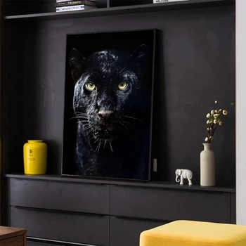 Black Panther Animal Tela de Lona de Pôsteres e Impressões de Arte de Parede Decorativos Modernos Imagem para a Sala de Decoração de Casa