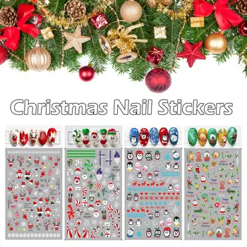 1*Feliz Natal 3D Prego Arte controles Deslizantes de Papai Noel Veado Estrelas Adesivos Para Unhas Manicure Decalques Decoraciones Acessórios