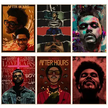 Rap, o Cantor de Hip-Hop The Weeknd de Boa Qualidade, Gravuras e Cartazes de Papel Kraft Adesivo Home Bar Café de Decoração de Arte de Adesivos de Parede