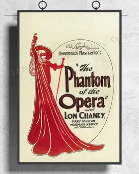 NJ593 O Fantasma da Ópera (1925) Filme 02 Adesivo de Parede de Seda Pôster Arte, Decoração Home