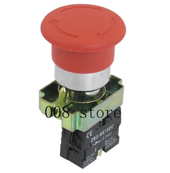 1Pcs 22mm NC Cogumelo Vermelho de Parada de Emergência Interruptor de Botão de pressão