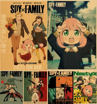 Anime japonês Spy x Família Pôsteres Vintage Papel Kraft Casa Sala de estar Adesivos de Parede Pintura da Arte Sem Moldura de Parede do Poster
