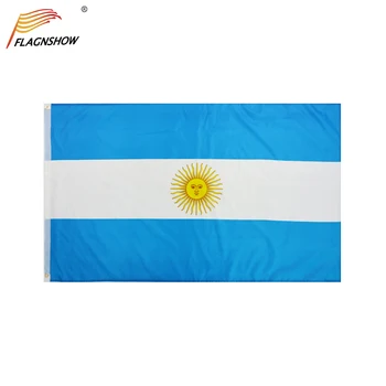 Flagnshow Bandeira Argentina 3X5 PÉS Pendurados Argentino Bandeiras Nacional de Poliéster Frete Grátis para Decoração