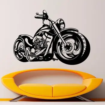 Moto locomotiva vinil adesivos de parede estrada motocicleta motocicleta silhueta de linha de locomotiva fãs garagem de casa decoração presente