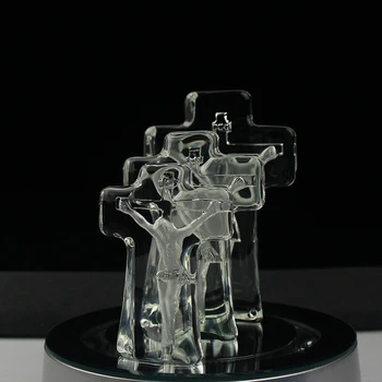 Igreja Lembranças de Pé Cristal Óptico Crucifixo Jesus Vidro 3d Cruz Cristã Decoração