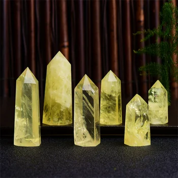 1pc um Cristal Natural Ponto de Citrino Cura Obelisco Amarelo Quartzo Varinha de Enfeite para Decoração de Casa de Pedra da Energia da Pirâmide de Torre de Presente