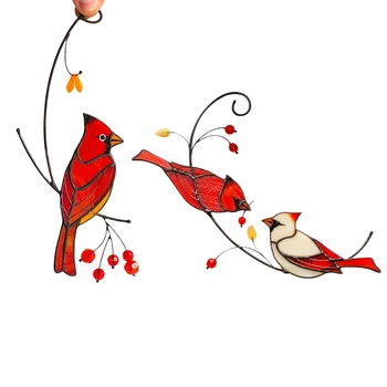 Alta Qualidade Pequeno Pássaro Vermelho Vitrais Ornamento Epóxi De Artesanato Casa Da Janela E O Vento Chime Ornamentos Um Símbolo De Amor Puro