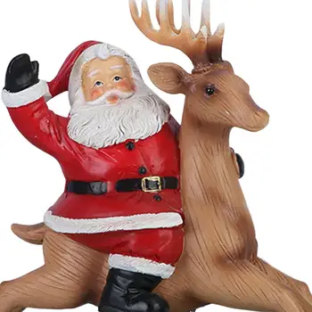 Papai Noel Estatueta de Natal com Saco de Presente Tabela da Janela de peça Central Boneca Escultura Renas Resina Estátua para o Partido Fazenda