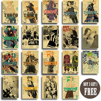Japonês Clássico Anime De Tóquio Revengers Cartazes Casa, Decoração De Quarto De Papel Kraft Impressões De Arte Do Vintage Adesivos De Parede